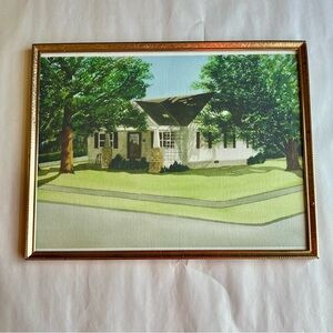 Vintage Brass Large Picture/Photo Frame w/Fine Art Print 11 x 14"